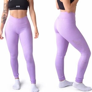 DKNY Lavender Ribbed Leggings
